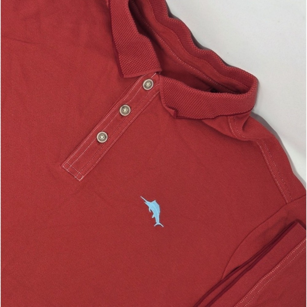 Tommy Bahama Men's Medium Red Supima Cotton Polo Shirt Golf Casual Travel